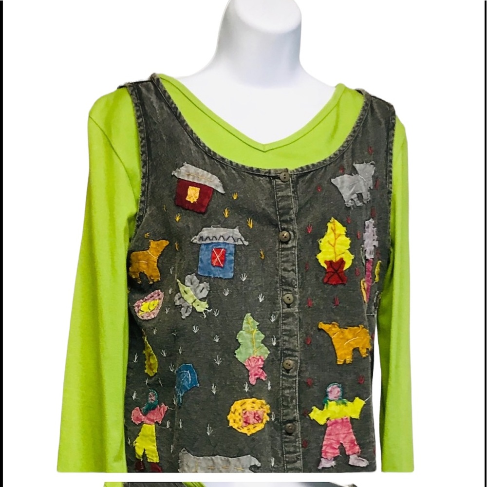 NWT. Sacred Threads Appliquéd Vest. 25802 CL/GY01 - Picture 1 of 8